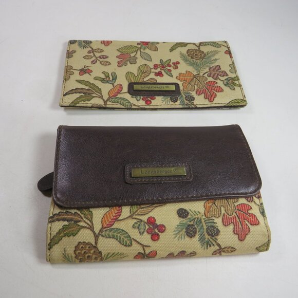 Longaberger fall Wallet & Check Book 2pc Warm colors Berries, Acorns, Oak Leaves - Picture 1 of 12
